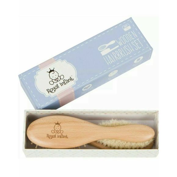 Wooden Newborn Baby Goat Hair Brush Gift Set - Picture 2 of 4
